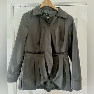 Sandro Studio Ruffle Trench Jacket Blazer – Pleated Back, Elegant & Chic